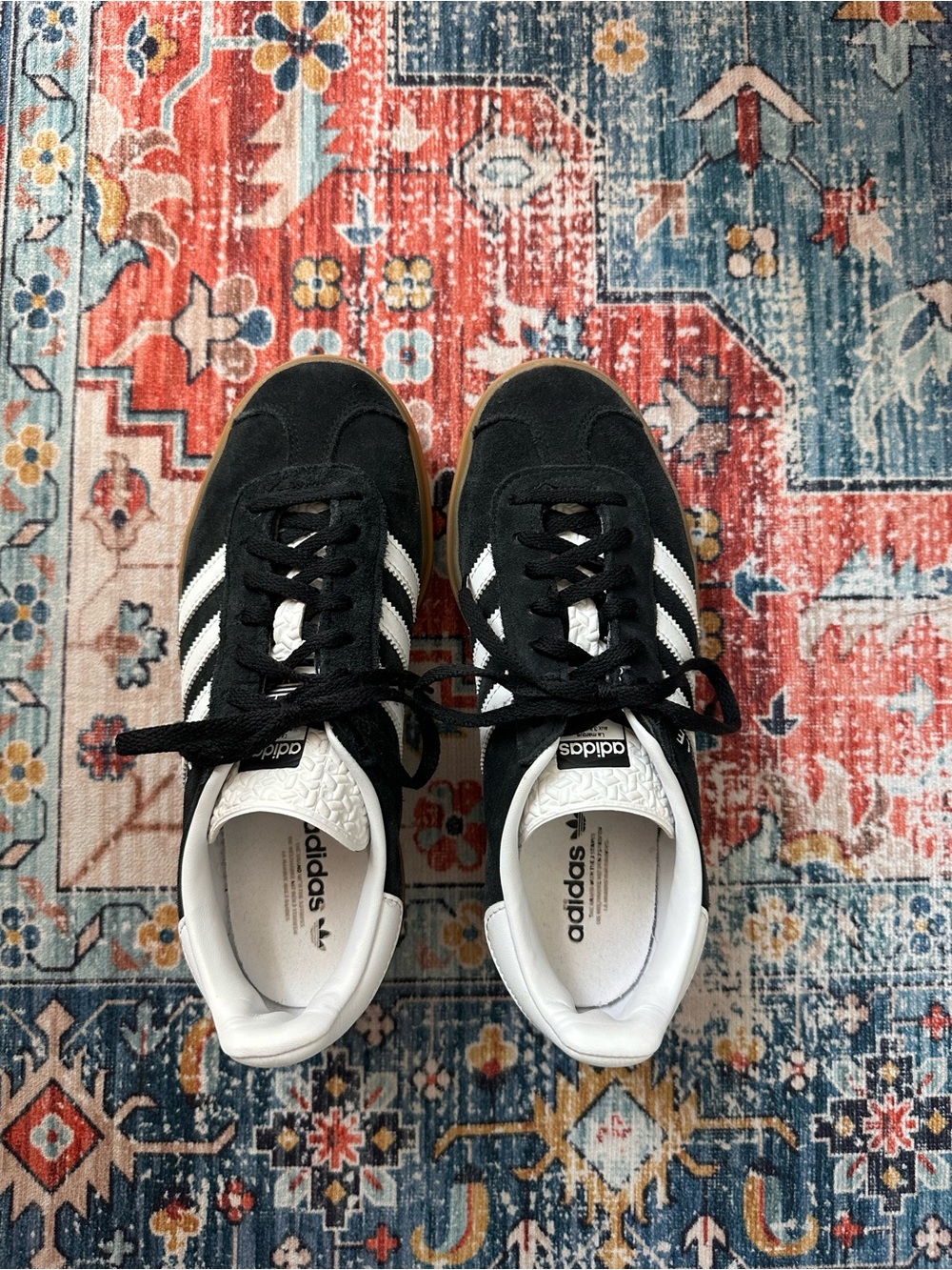 Adidas Gazelle  Black & White Suede Platform Sneaker - Picture 2 of 5